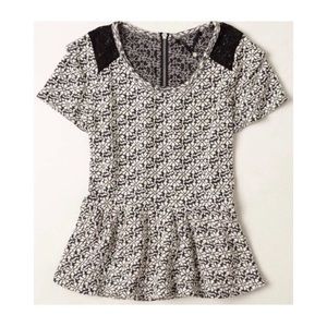 Anthropologie Black & White Peplum Top
